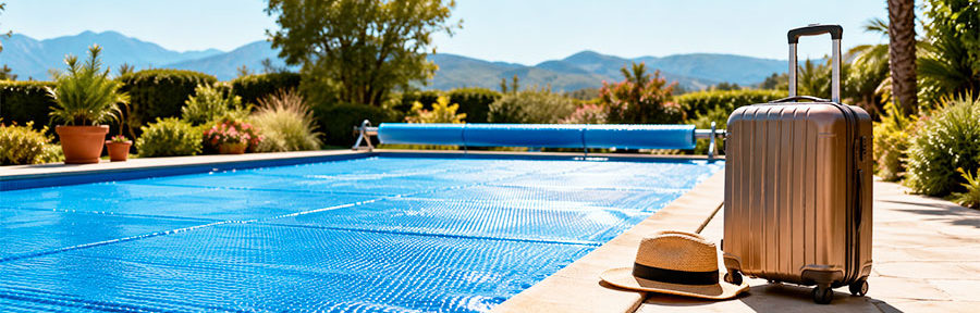 bâche à bulles sur piscine lors d'un départ en vacances