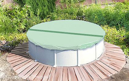 Bâche Piscine carrée 5x5 m Bleue - Qualité 10 ans TECPLAST 680PI -  Couverture d'hivernage - Grille d