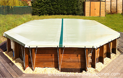 Bâche hiver 930 x 560 cm - piscine hors sol ovale 800 x 470 cm - en huit  710 x 475 cm pas cher