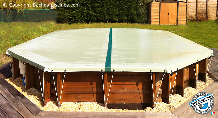 Bâche hiver sécurité piscine bois