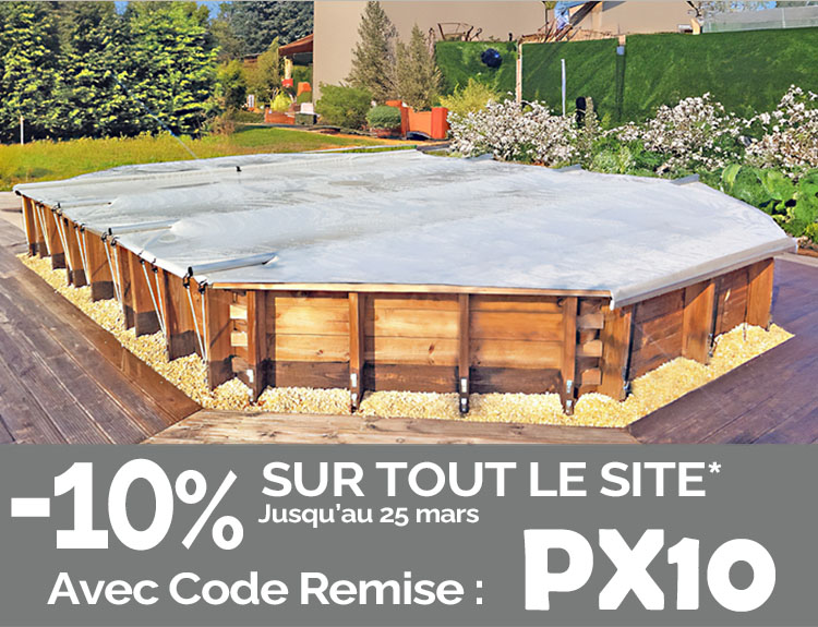 B&acirc;che &agrave; barres piscine bois hors sol