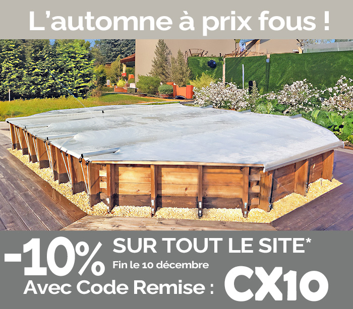 Bâche à barres piscine bois hors sol