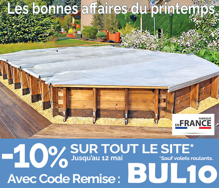 B&acirc;che &agrave; barres piscine bois hors sol