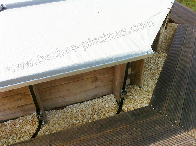 sangle bache piscine bois