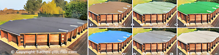 Coloris bâche à barres pour piscine en bois