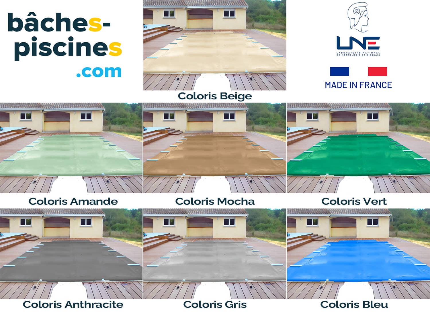 COULEUR BACHE A BARRES PISCINE