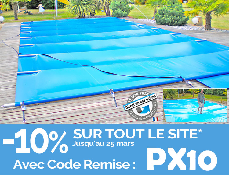 Couverture a barres piscine. B&acirc;che 4 saisons