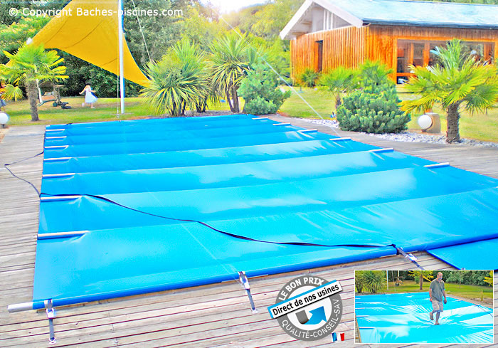 Couverture a barres piscine. Bâche 4 saisons