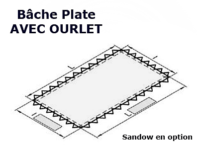 Bache plate avec ourlet