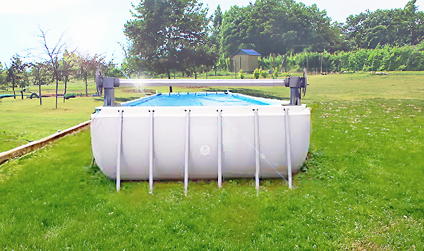 enrouleur bâche piscine hors sol sur pied