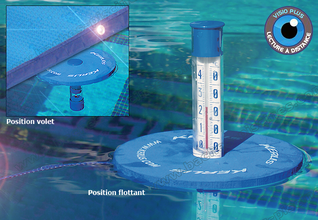 Thermomètre flottant piscine 16 cm cordelette blanche Coloris bleu