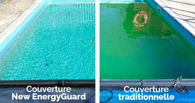 Comparatif bâche Energyguard avec bulles classiques pour l'hivernage