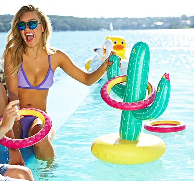 Jouet De Piscine Flottant,Piscine Gonflable Jouets,Toss Game Ring, D'Anneau  De Cactus Gonflable, Jeux