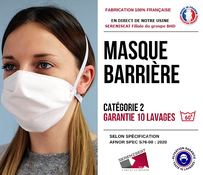 Masque lavable fabrication française - covid19 -