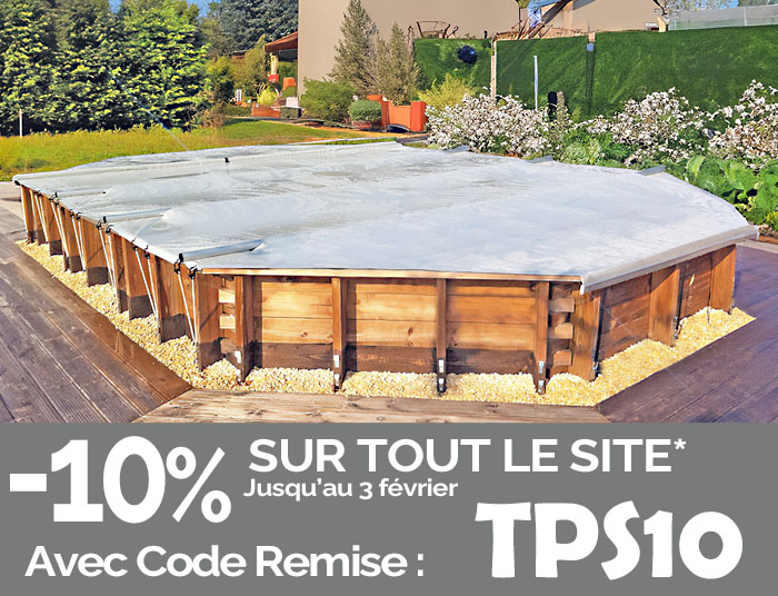 B&acirc;che &agrave; barres piscine bois hors sol