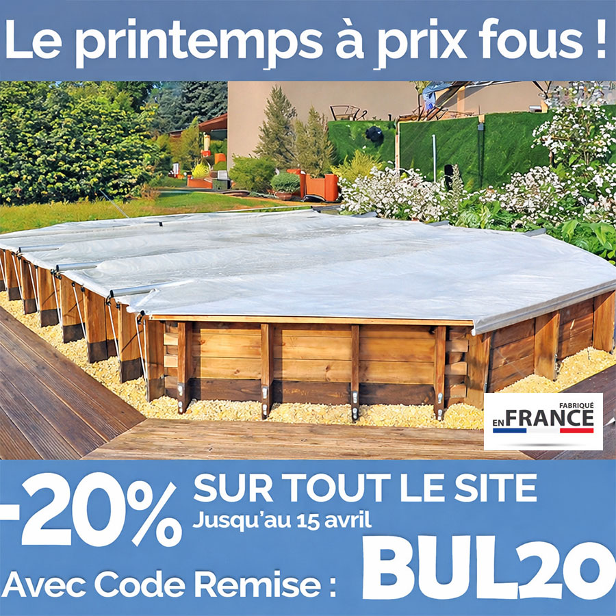 B&acirc;che &agrave; barres piscine bois hors sol